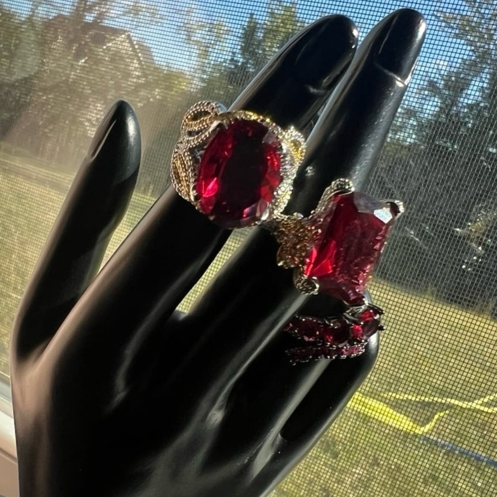 Square Cut Ruby Crystal Swarovski Elements Adjust… - image 6